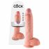 King Cock 10 тестиси голям вибратор (25 см) - естествен 