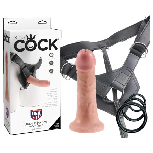 King Cock Strap-on 6 - вибратор с каишка - естествен 