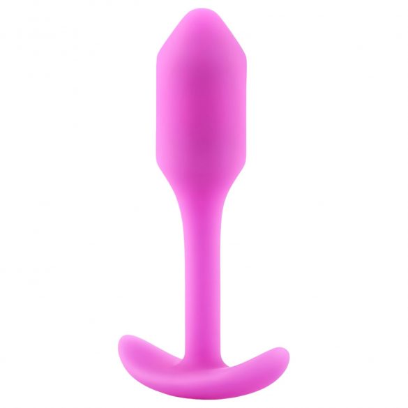 b-vibe Snug Plug 1 - Анален вибратор с вътрешна тежест (55g) - розов 