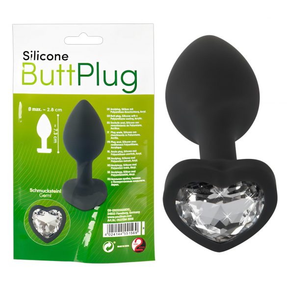 You2Toys Butt Plug - анален плъг с бял камък (черен)