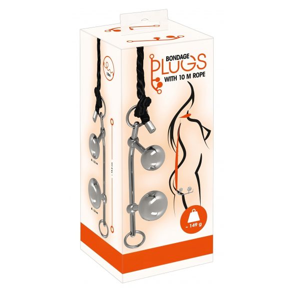 You2Toys Bondage Plugs - метални разширяващи се топчета (149g) - сребристи 