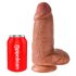 King Cock 9 Chubby - пристягащ се вибратор за тестиси (23 см) - тъмно естествен 