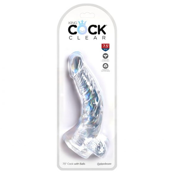 King Cock Clear 7,5 - пристягащ се тестикуларен вибратор (19 см) 