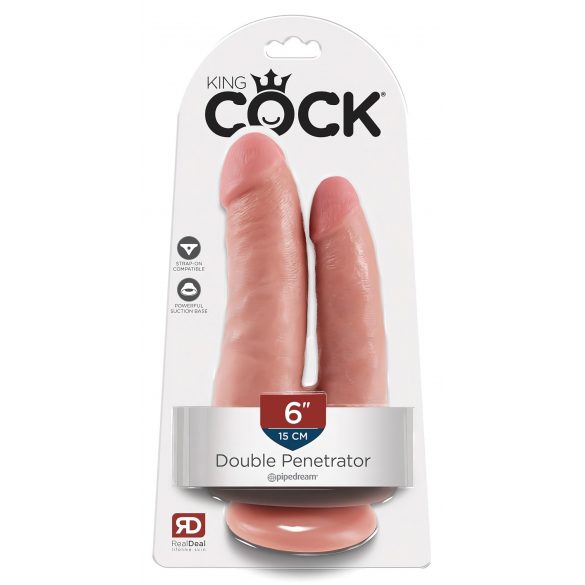 King Cock Double Penetrator - реалистичен двоен вибратор (естествен) 