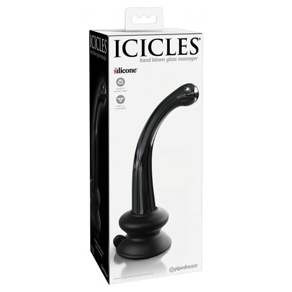 Icicles No. 87 - стъклен вибратор с G+P-точка (черен) 