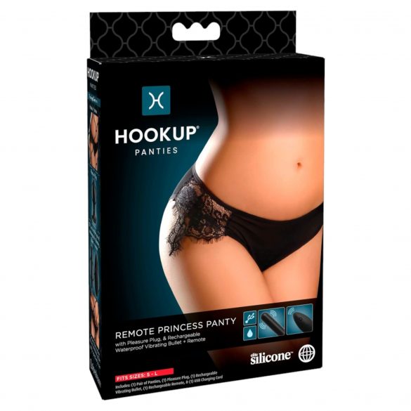 HOOKUP Princess Panty - комплект вибриращи чорапогащи с батерии (черен) 