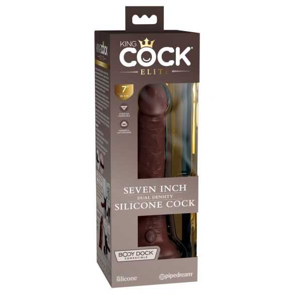 King Cock Elite 7- пристягащ се, реалистичен вибратор (18 см) - кафяв 