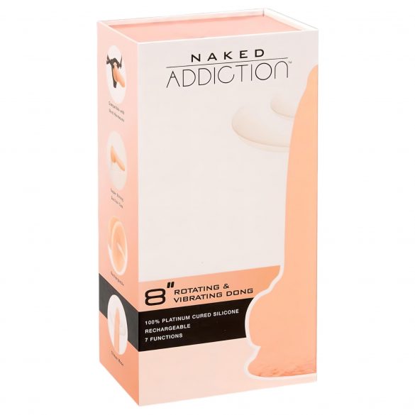 Naked Addiction Rotating 8 - безжичен въртящ се вибратор (20 см) - естествен 