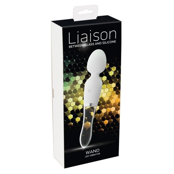 Liaison Wand - презареждащ се LED вибратор от силиконово стъкло (полупрозрачен-бял) 