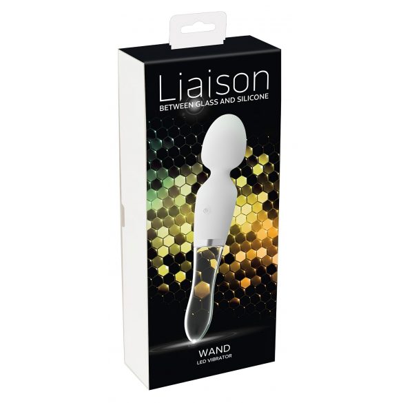 Liaison Wand - презареждащ се LED вибратор от силиконово стъкло (полупрозрачен-бял) 