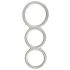 You2Toys - троен силиконов пръстен за пенис и тестиси с метален ефект (сребърен)