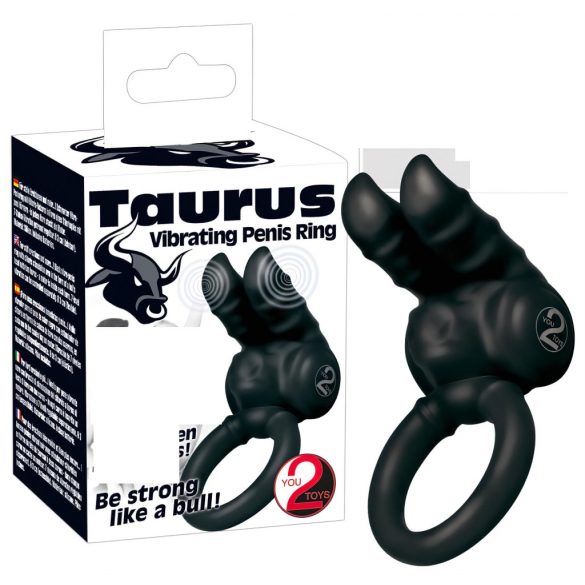 You2Toys - Taurus - вибриращ пенис пръстен с двоен двигател (черен) 