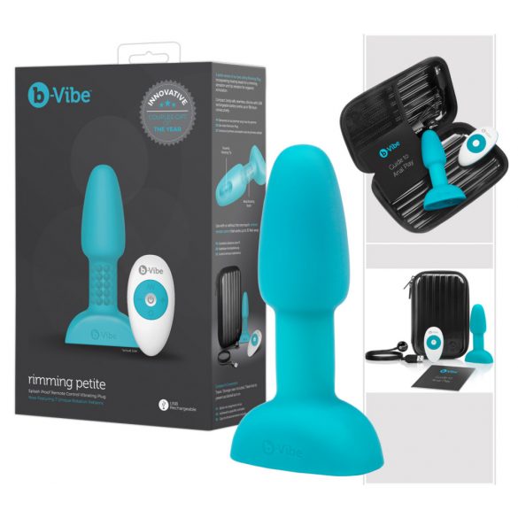 b-Vibe Rimming - въртящ се анален вибратор с перли (тюркоаз) 