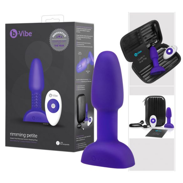 b-Vibe Rimming - въртящ се анален вибратор с мъниста (лилав) 