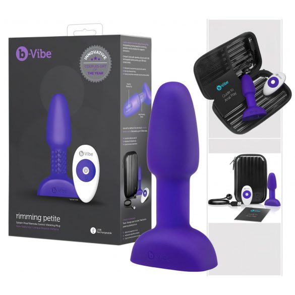 b-Vibe Rimming - анален вибратор с въртящи се мъниста (лилав)