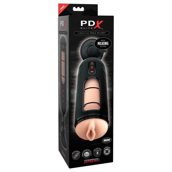 PDX Elite Mega Milker - вибриращ вибратор с глава на пенис (черен)