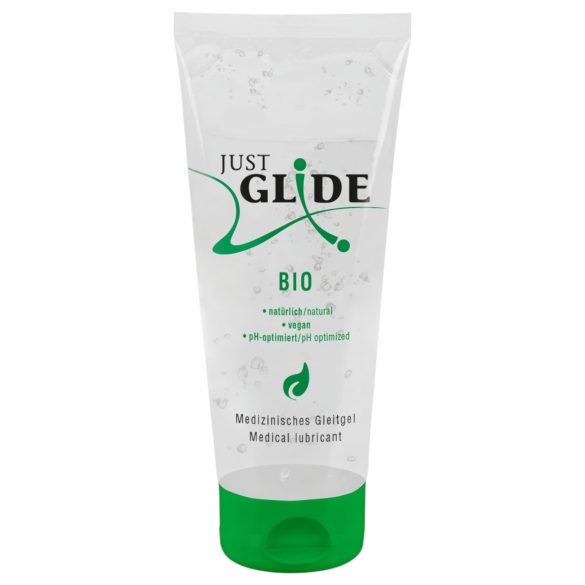 Разбира се! Ето преводът на продукта от унгарски на български:

Just Glide Bio - водно-базиран веган лубрикант (200ml)