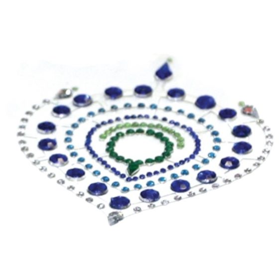 Комплект интимни бижута с блестящи диаманти - 3 части (зелено-синьо)