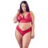 Cottelli Plus Size - мек дантелен сутиен (червен)  - 2XL