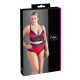 / Cottelli Plus Size - дантелен сатенен сутиен (черно-червен)  - 2XL