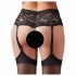 Cottelli Plus Size - Lace Garter Panties with Pearl Detail (Black) 