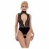 Abierta Fina - Lace Open Body with Rhinestones (Black)  - M