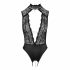 Abierta Fina - Lace Open Body with Rhinestones (Black)  - M