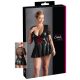Cottelli Plus Size - Блестяща рокля с червен корсет (черна)