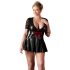 Cottelli Plus Size - Блестяща рокля с червен корсет (черна) - XXL