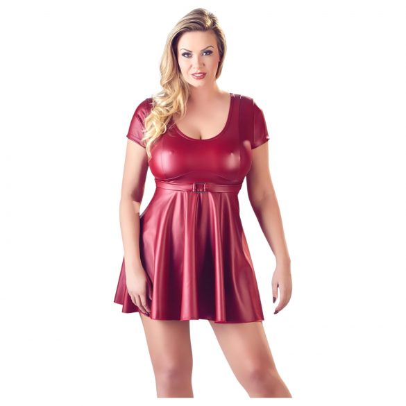 Cottelli Plus Size - Мини рокля с а-образна линия (бордо) 