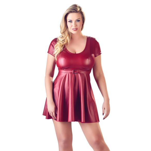 Cottelli Plus Size - Мини рокля с а-образна линия (бордо)  - 4XL