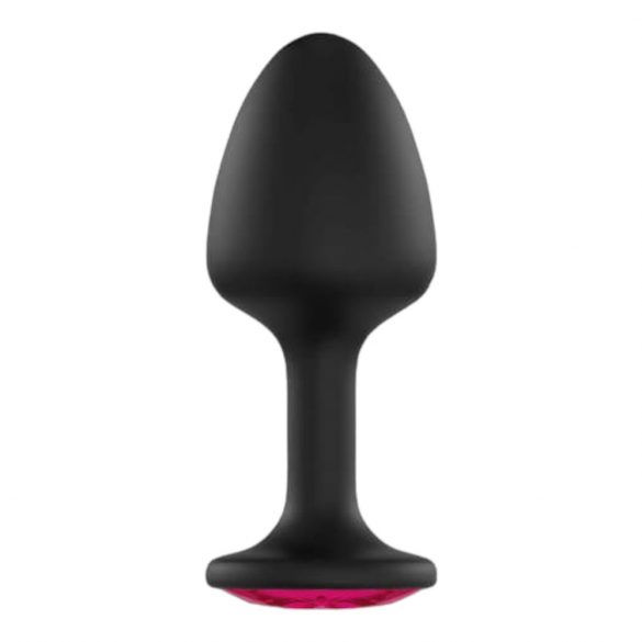 Dorcel Geisha Plug Ruby XL - розово анално дилдо с камъни (черно) 