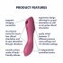 Satisfyer Curvy Trinity 3 - Акумулаторна въздушна вълна 2в1 (червена) 