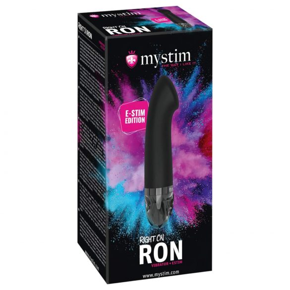 mystim Right on Ron E-Stim - презареждащ се електрически вибратор за G-точката (черен) 