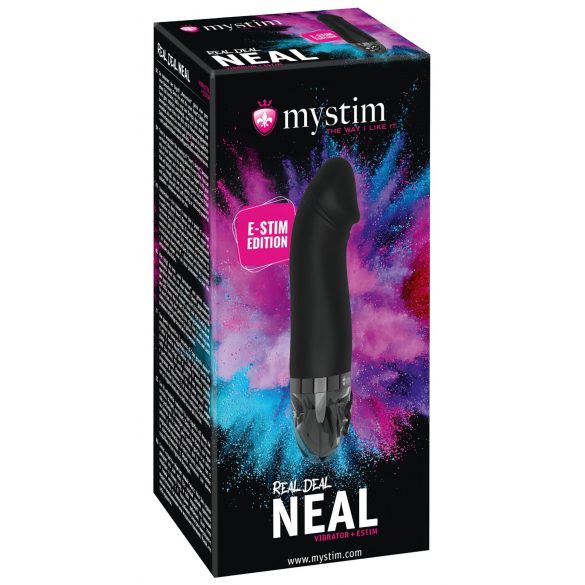 mystim Real Deal Neal E-Stim - презареждащ се електрически вибратор (черен) 