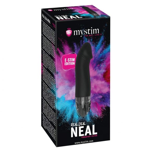 mystim Real Deal Neal E-Stim - презареждащ се електрически вибратор (черен) 