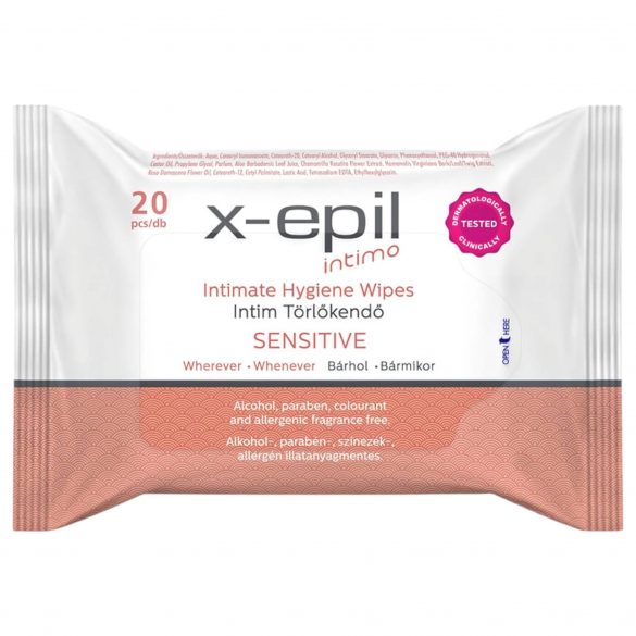 X-Epil Intimo Sensitive - интимни кърпички (20бр.) 