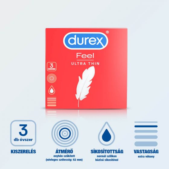 Durex Feel Ultra Thin - ултра реалистичен презерватив (3бр.)