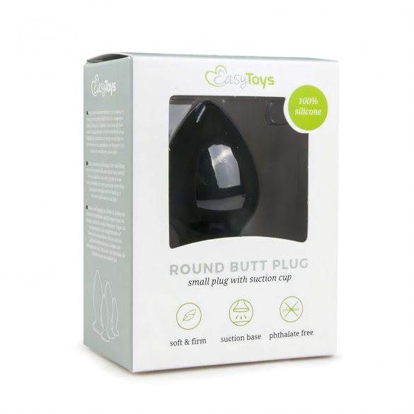 EasyToys Round Butt Plug XL - анален дилдо (черен) - изключително голям 