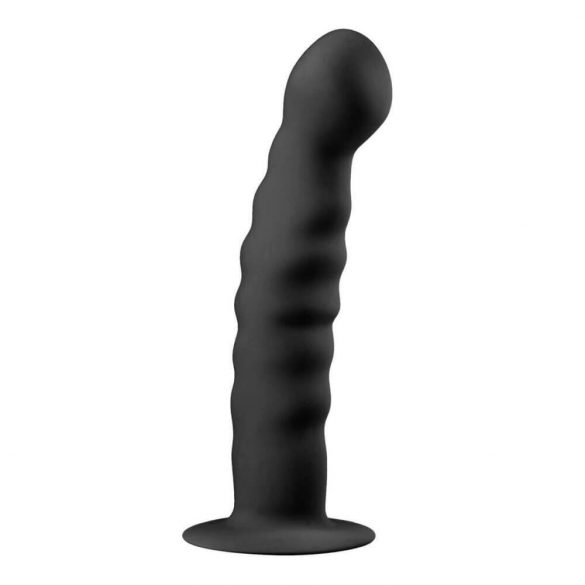 Easytoys Ribbed - анален вибратор със скоби (14 см) - черен 