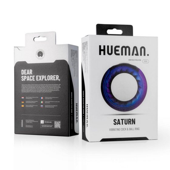 Hueman Saturn - водоустойчив вибриращ пенис пръстен с батерия (лилав)