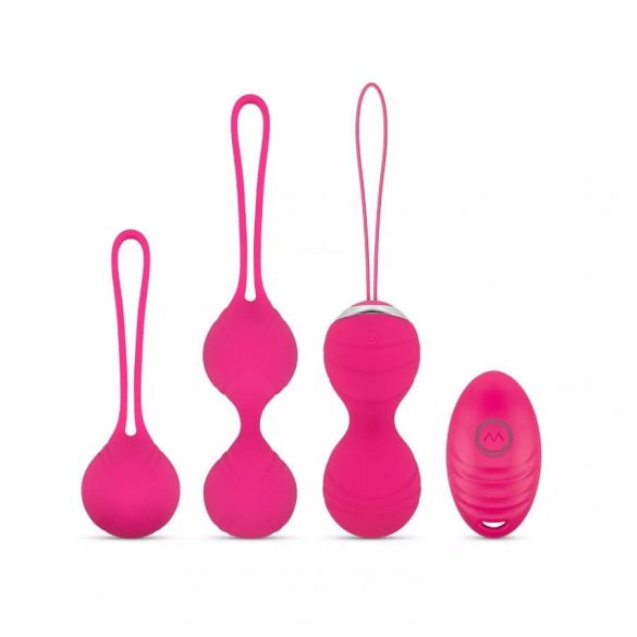 Easytoys LoveBalls - комплект вибриращи топки за гекони - 3 части (розови) 