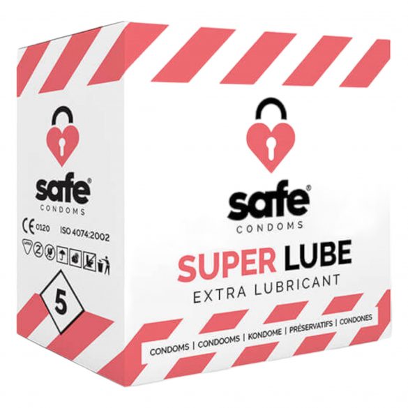 SAFE Super Lube - изключително плосък презерватив (5бр.) 