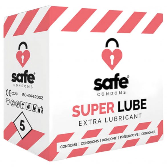 SAFE Super Lube - изключително плосък презерватив (5бр.) 