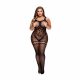 Baci Plus Size - Шарена рокля с мрежа на бедрата - черна (XL-XXL) 