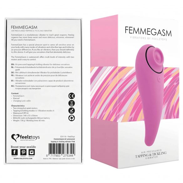 FEELZTOYS Femmegasm - водоустойчив вагинален и клиторен вибратор (розов) 