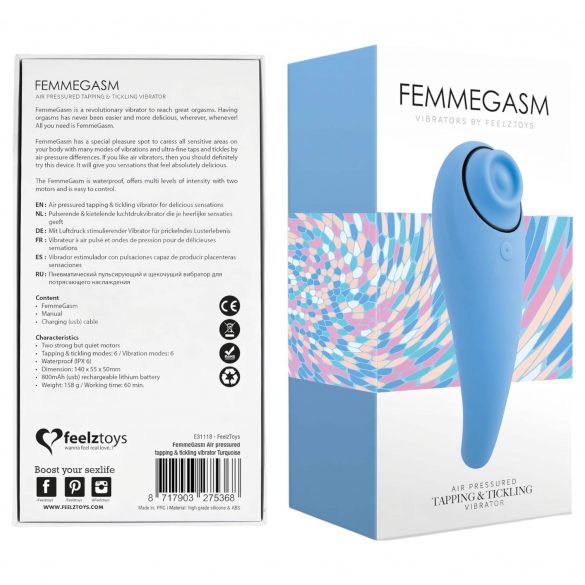 FEELZTOYS Femmegasm - презареждащ се, водоустойчив вагинален и клиторен вибратор (син) 